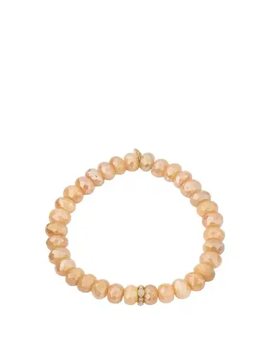 Sydney Evan 14K Pink Opal and Diamond Bezel 8mm Rondelle on Moonstone Bracelet | Thumbnail 1 Sydney Evan 14K Pink Opal and Diamond Bezel 8mm Rondelle on Moonstone Bracelet | Thumbnail 1