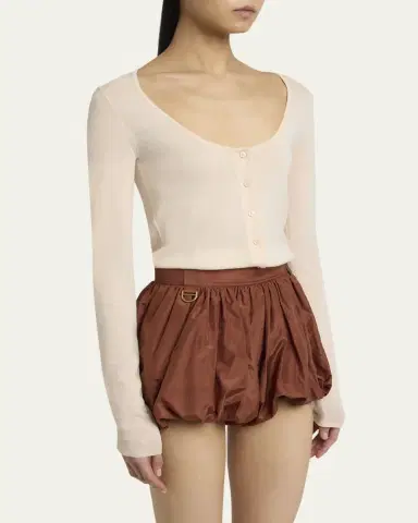Chloé Scoop-Neck Fitted Wool Cardigan | Thumbnail 4 Chloé Scoop-Neck Fitted Wool Cardigan | Thumbnail 4