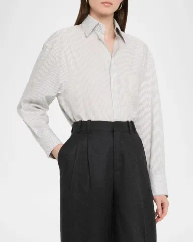 Saint Laurent Long-Sleeve Collared Button-Down Blouse | Thumbnail 3 Saint Laurent Long-Sleeve Collared Button-Down Blouse | Thumbnail 3
