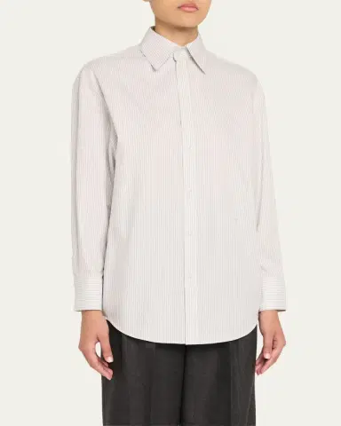 Saint Laurent Long-Sleeve Collared Button-Down Blouse | Thumbnail 8 Saint Laurent Long-Sleeve Collared Button-Down Blouse | Thumbnail 8
