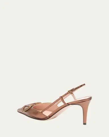 Valentino Garavani V-Logo Metallic Leather Slingback Pumps | Thumbnail 8 Valentino Garavani V-Logo Metallic Leather Slingback Pumps | Thumbnail 8