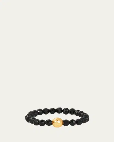 KAREN LAZAR 3mm Micro Faceted Black Spinel Stone and 14K Gold-Filled Textured Bead Rings | Thumbnail 2