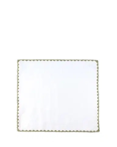 Rosi Collection Men's Linen Embroidered-Trim Pocket Square | Thumbnail 1