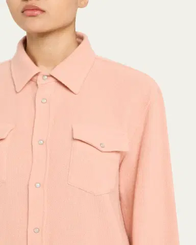 God’s True Cashmere Peach Blush Cashmere Button-Down Shirt | Thumbnail 5 God’s True Cashmere Peach Blush Cashmere Button-Down Shirt | Thumbnail 5