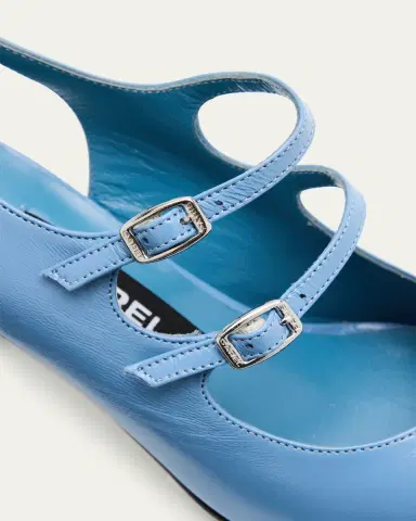 CAREL Papaya Metallic Four-Buckle Ballerina Pumps | Thumbnail 5