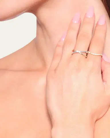 Lana 14K Gold Curved Solo Diamond Constellation Ring | Thumbnail 2