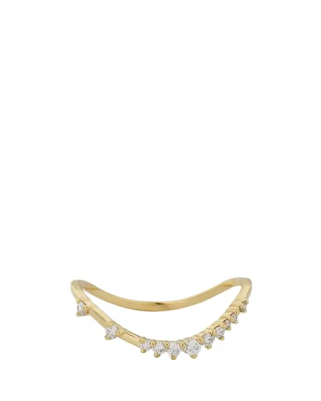 Lana 14K Gold Curved Solo Diamond Constellation Ring