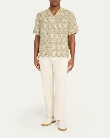 Frescobol Carioca Men's Roberto Palmeira Linen Camp Shirt | Thumbnail 2