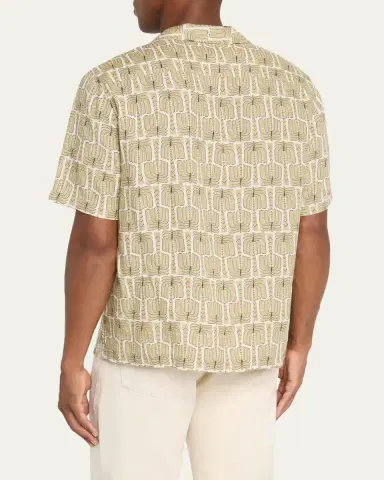 Frescobol Carioca Men's Roberto Palmeira Linen Camp Shirt | Thumbnail 3
