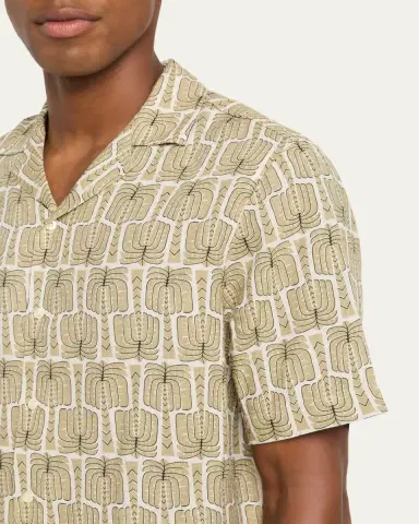 Frescobol Carioca Men's Roberto Palmeira Linen Camp Shirt | Thumbnail 5