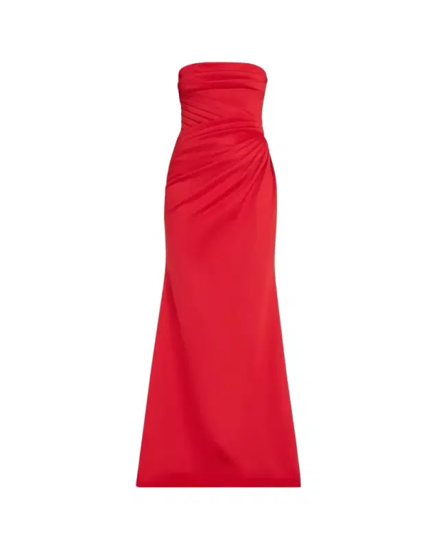 Strapless Pleated A-Line Gown