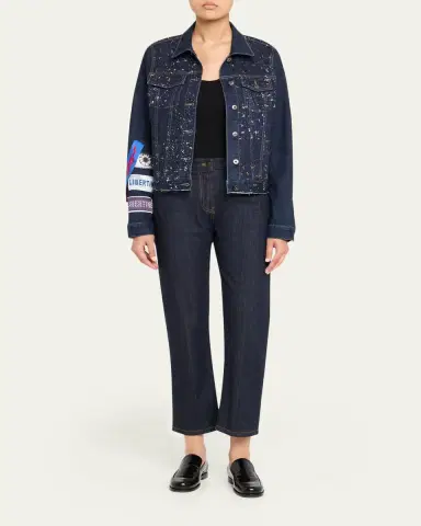Libertine Meteor Shower Embellished Label-Print Denim Jacket | Thumbnail 2