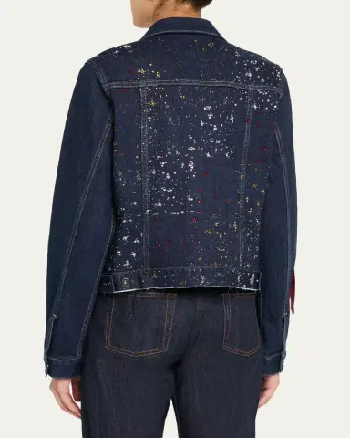 Libertine Meteor Shower Embellished Label-Print Denim Jacket | Thumbnail 3