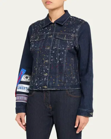 Libertine Meteor Shower Embellished Label-Print Denim Jacket | Thumbnail 4