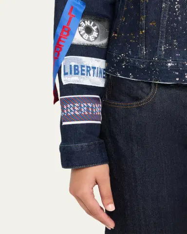 Libertine Meteor Shower Embellished Label-Print Denim Jacket | Thumbnail 5