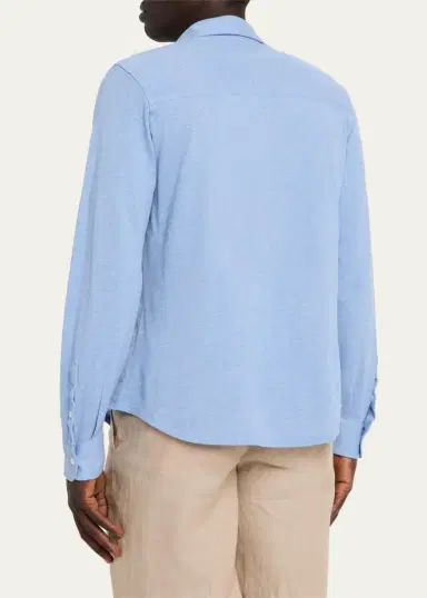 FEDELI Men's Heathered Pique Sport Shirt | Thumbnail 3