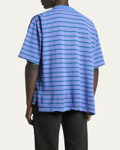 Balenciaga Men's Striped Pique Polo Shirt | Thumbnail 3