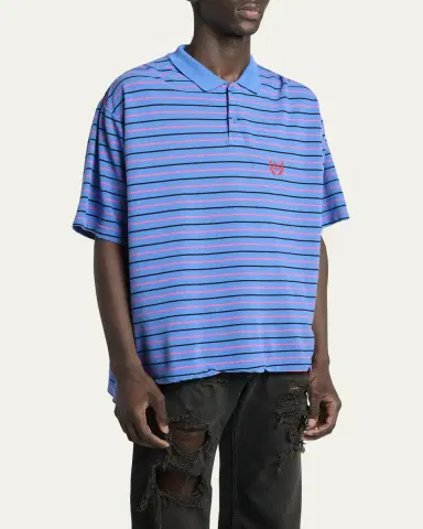 Balenciaga Men's Striped Pique Polo Shirt | Thumbnail 4