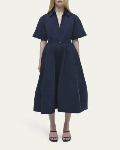 Simkhai Deanna Short-Sleeve Belted Midi Dress | Thumbnail 2 Simkhai Deanna Short-Sleeve Belted Midi Dress | Thumbnail 2