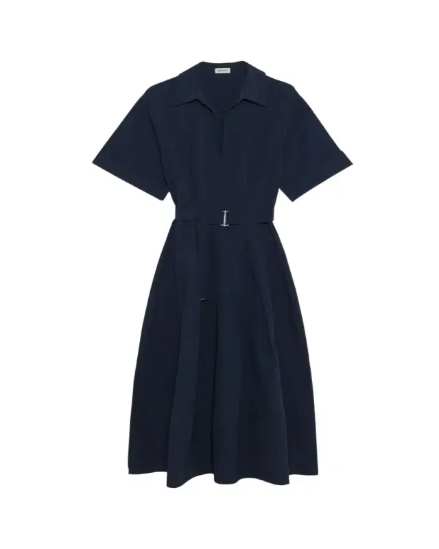 Deanna Short-Sleeve Belted Midi Dress