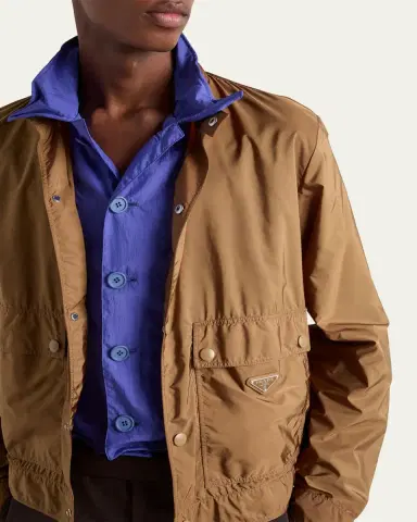 Prada Men's Re-Nylon Snap-Front Jacket | Thumbnail 3 Prada Men's Re-Nylon Snap-Front Jacket | Thumbnail 3