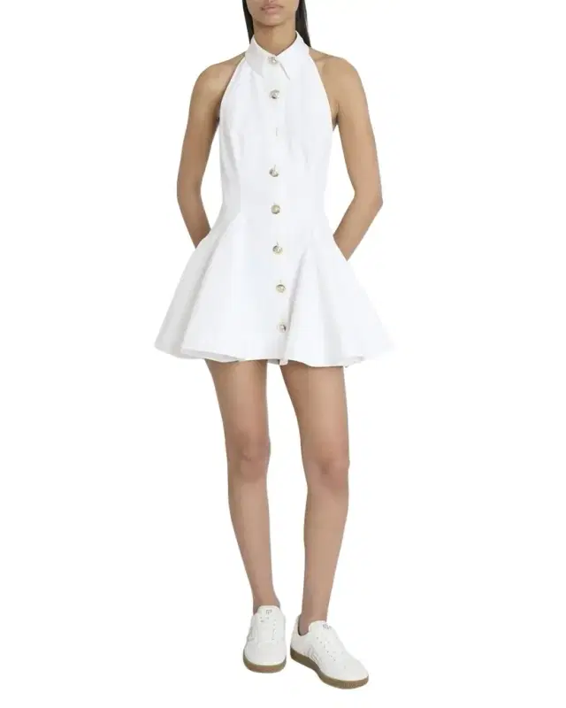 Halter Popeline Fit-&-Flare Mini Shirtdress