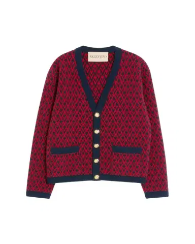 Valentino Garavani Men's Wool Toute La V Jacquard Cardigan | Thumbnail 1