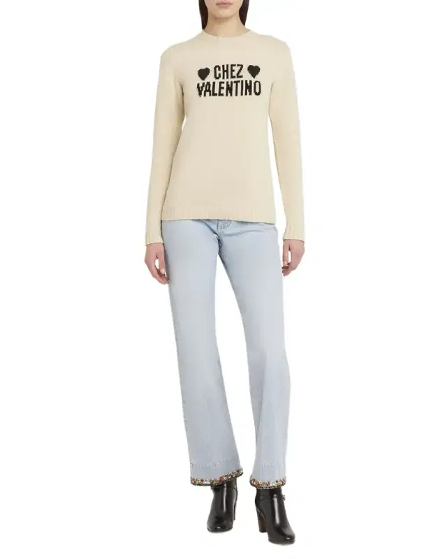 Valentino Garavani Chez Valentino Beaded Wool Sweater