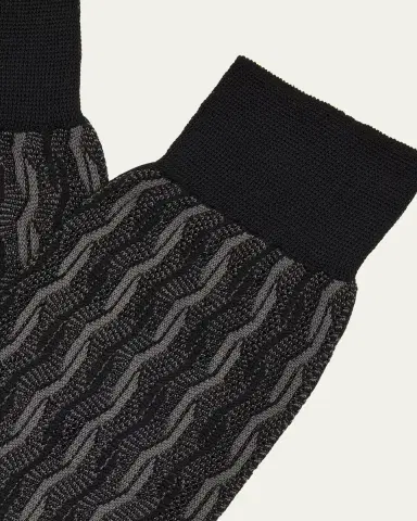 Bresciani Men's Cotton Cable Weave Crew Socks | Thumbnail 2