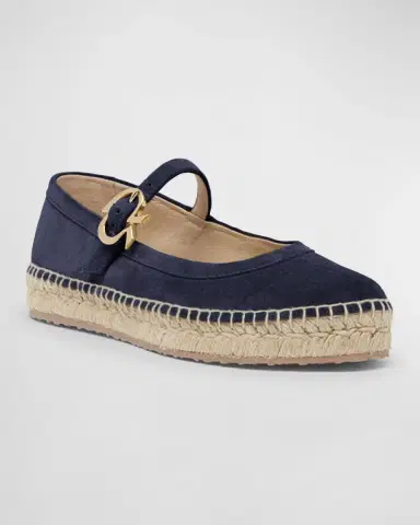 Gianvito Rossi Suede Mary Jane Ballerina Espadrilles | Thumbnail 2