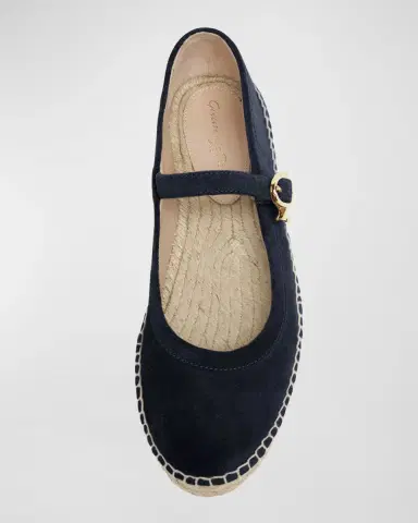 Gianvito Rossi Suede Mary Jane Ballerina Espadrilles | Thumbnail 3