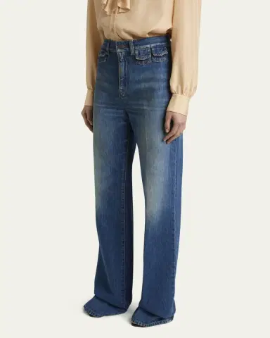 Chloé High-Waisted Flared Jeans with Flap Pockets | Thumbnail 4 Chloé High-Waisted Flared Jeans with Flap Pockets | Thumbnail 4