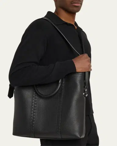 Serapian Men's Cachemire Leather Foldable Tote Bag | Thumbnail 2