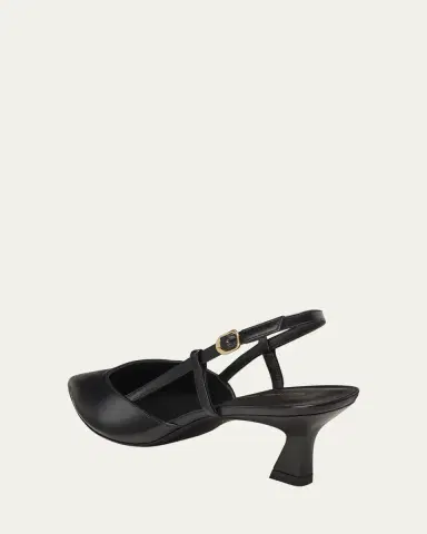 Stuart Weitzman Vinnie Leather Kitten Slingback Pumps | Thumbnail 3