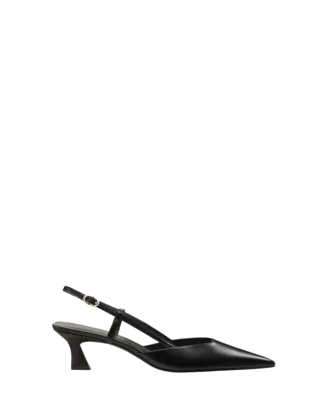Stuart Weitzman Vinnie Leather Kitten Slingback Pumps