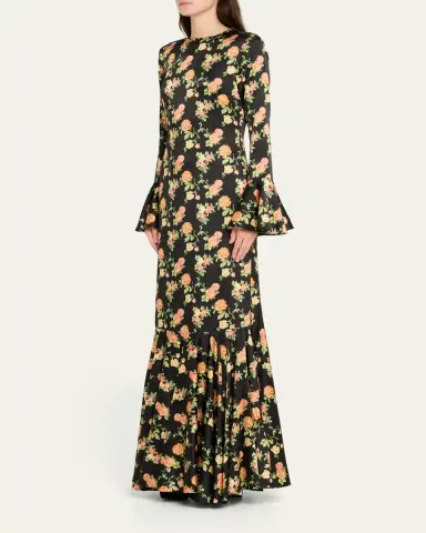 CAROLINE CONSTAS Allonia Floral Silk Gown | Thumbnail 4