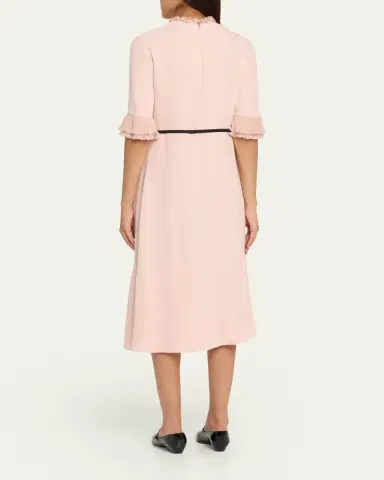 Valentino Garavani Ruffle 3/4-Sleeve Bow Midi Dress | Thumbnail 3