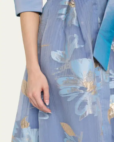 Rickie Freeman for Teri Jon Taffeta & Floral Organza Midi Shirtdress | Thumbnail 5