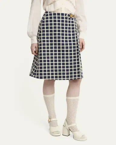 Valentino Garavani Window Check Wool-Blend Skirt | Thumbnail 2