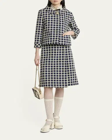 Valentino Garavani Window Check Wool-Blend Skirt | Thumbnail 3