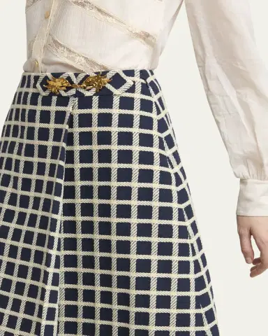 Valentino Garavani Window Check Wool-Blend Skirt | Thumbnail 4
