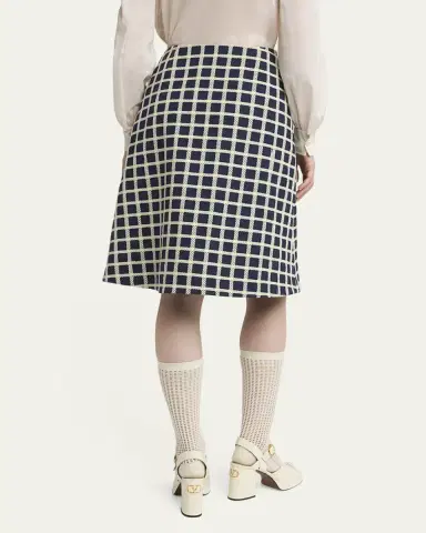 Valentino Garavani Window Check Wool-Blend Skirt | Thumbnail 5