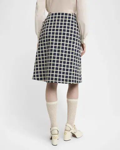 Valentino Garavani Window Check Wool-Blend Skirt | Thumbnail 7