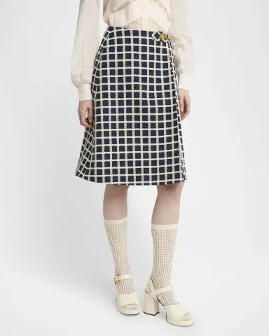 Valentino Garavani Window Check Wool-Blend Skirt | Thumbnail 8