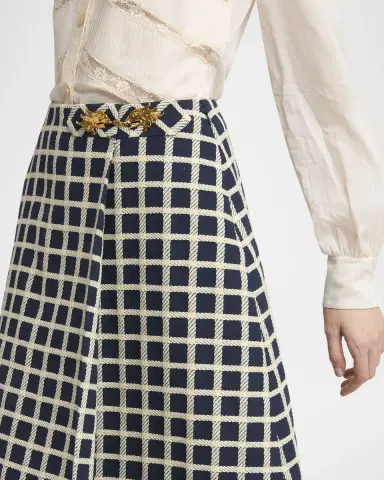 Valentino Garavani Window Check Wool-Blend Skirt | Thumbnail 9