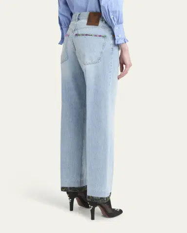 Valentino Garavani Floral Trimmed Denim Pants | Thumbnail 3