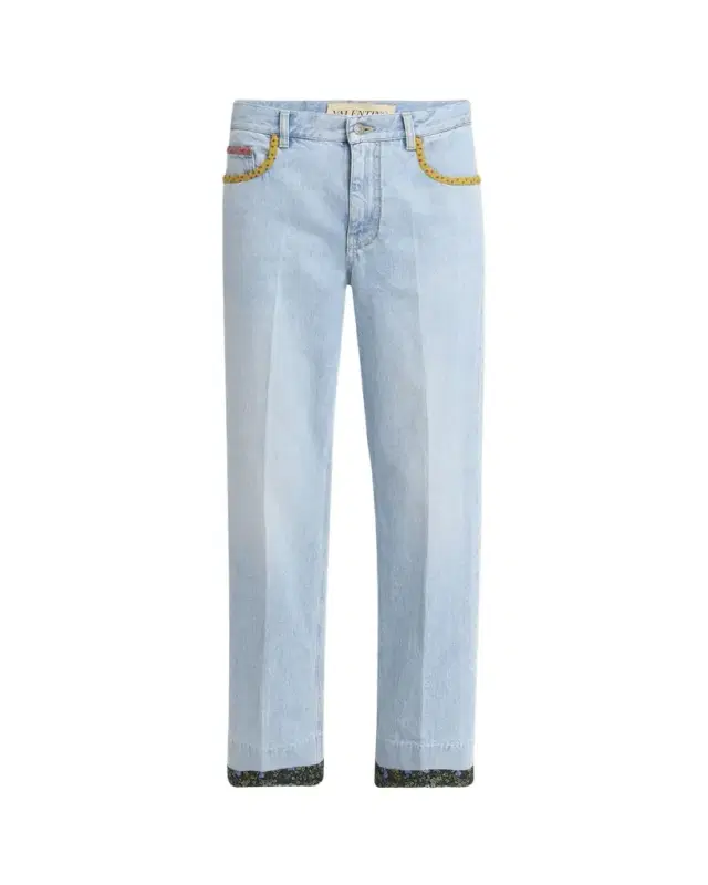 Floral Trimmed Denim Pants