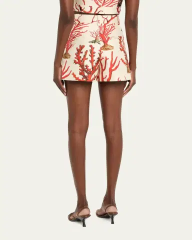 Libertine Venetian Coral High-Rise Silk Shorts | Thumbnail 3