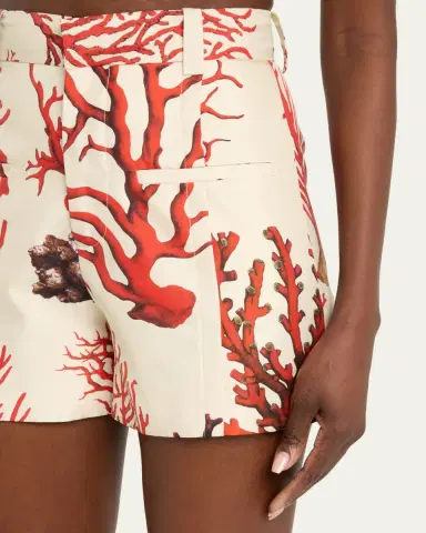 Libertine Venetian Coral High-Rise Silk Shorts | Thumbnail 5