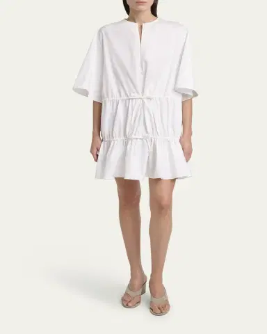 Alaïa Short-Sleeve Tiered Tie Mini Dress | Thumbnail 2